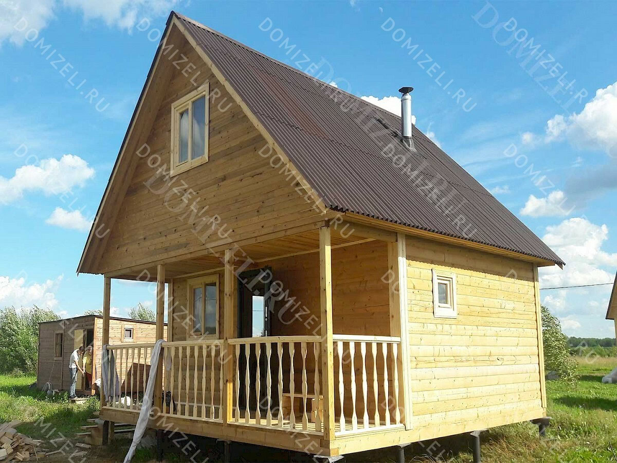 БАНЯ ИЗ БРУСА 6×6 «Б2» (60 кв.м., 2 этажа, 6 на 6, с мансардой, террасой и спальней) — фото 2