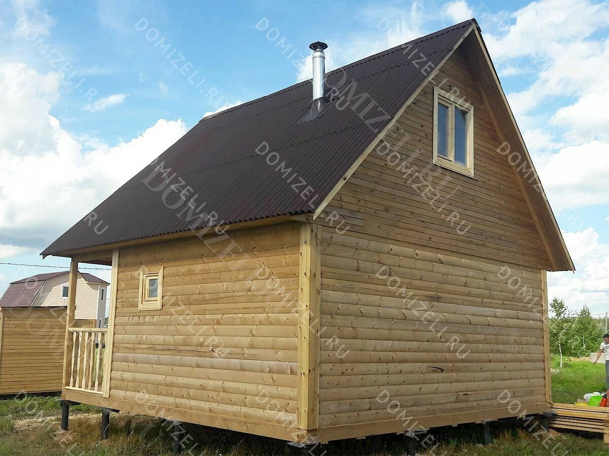 БАНЯ ИЗ БРУСА 6×6 «Б2» (60 кв.м., 2 этажа, 6 на 6, с мансардой, террасой и спальней) — фото 4