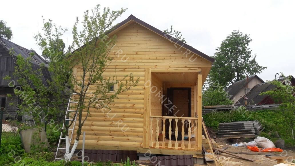 БАНЯ ИЗ БРУСА 4×6 «Б13» (24 кв.м., 1 этаж, 4 на 6, с большой террасой, душевой и парной) — фото 4