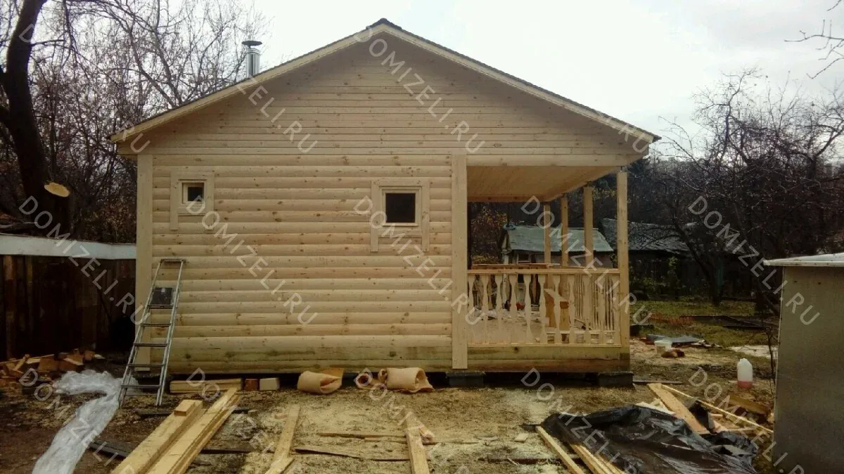 БАНЯ ИЗ БРУСА 6×6 «Б16» (36 кв.м., 1 этаж, 6 на 6, с террасой, просторной душевой и парной) — фото 3