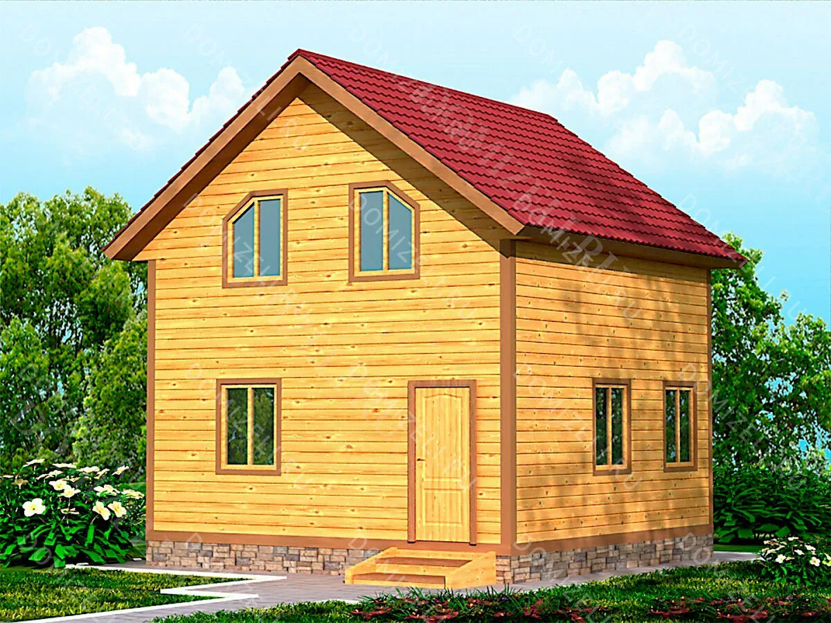ДОМ ИЗ КАРКАСА 6×6 «ДК24» (75 кв.м., 2 этажа, 6 на 6, с мансардой, крытым крыльцом и двускатной крышей) — фото 2